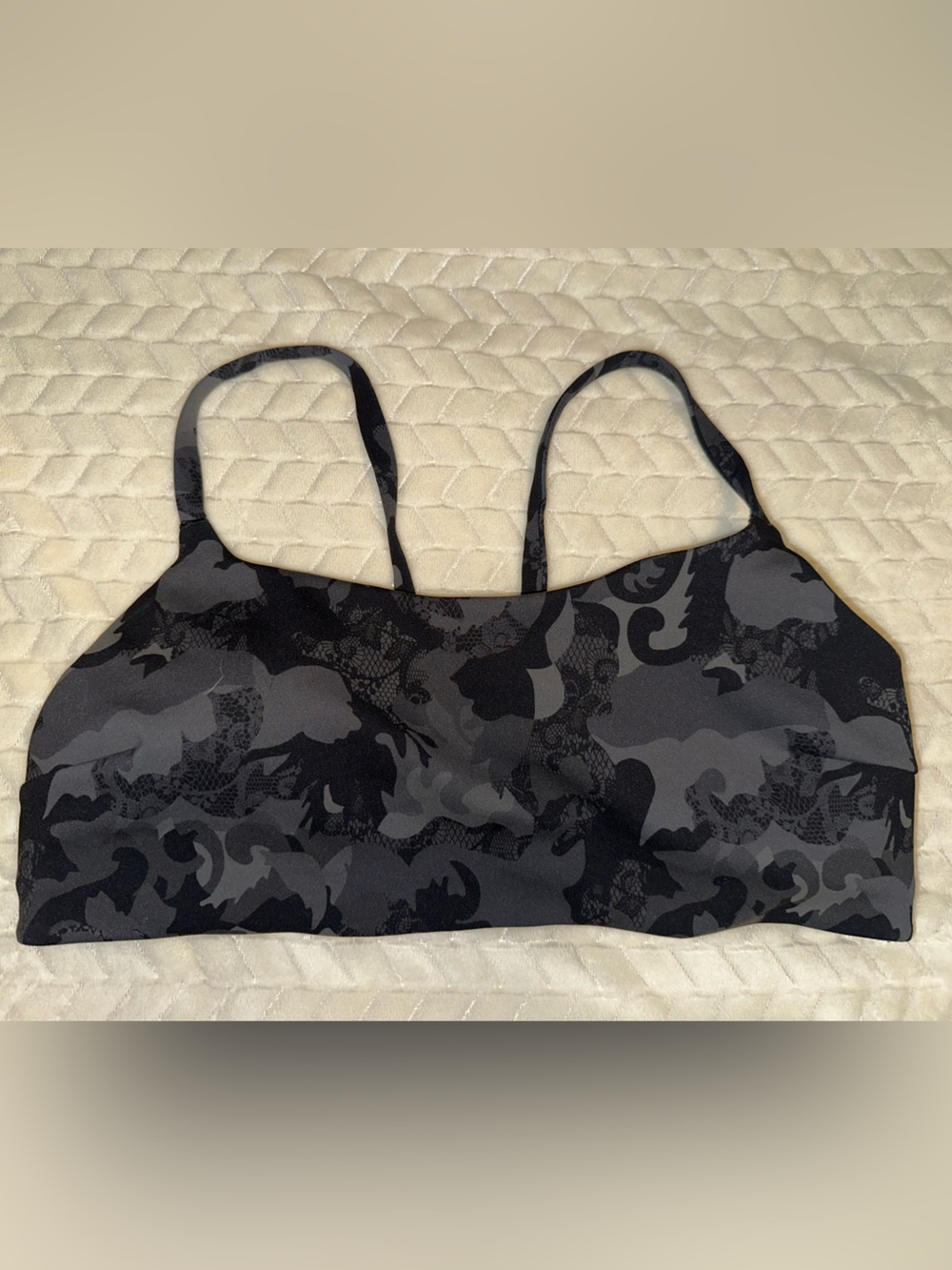 Lululemon Wunder Train Strappy Racer Bra Heritage Lace Black Multi Size 12
